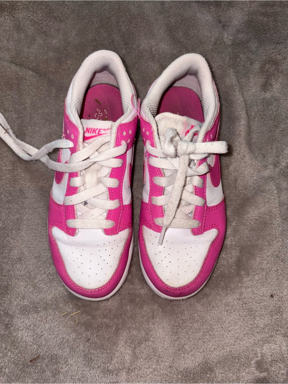Nike Kids Pink and White Low-Top Sneakers - Classic Swoosh